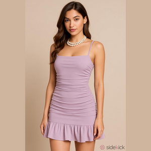 Nwt PACSUN LA Hearts Ruffle Hem Mini Dress lavender S misses ruched ruffle hem
